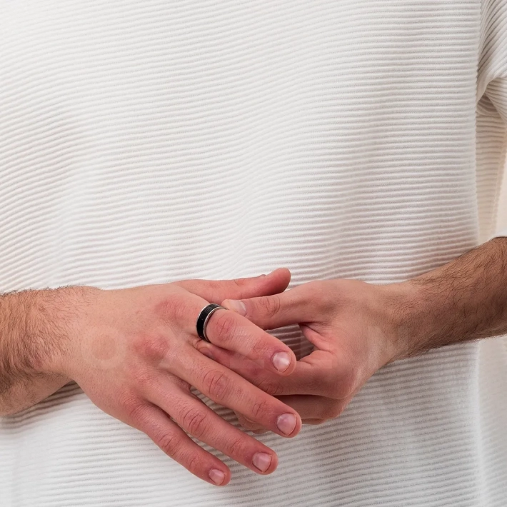 Δαχτυλίδι βέρα ανδρική από ανοξείδωτο ατσάλι, μαύρο με μαίανδρο