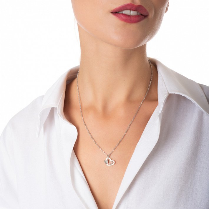 Κολιέ ατσάλινο καρδιά με πεταλούδα