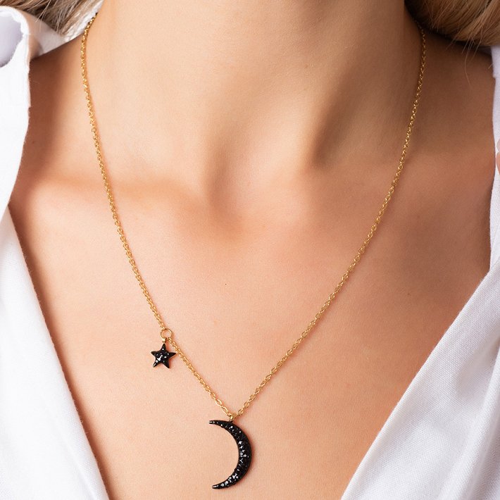 Κολιέ ατσάλινο μισοφέγγαρο και αστέρι