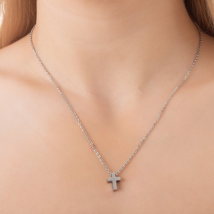 Κολιέ ατσάλινο σταυρός μικρός