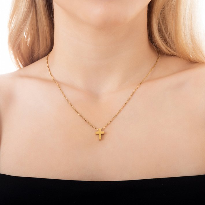 Κολιέ ατσάλινο σταυρός μικρός