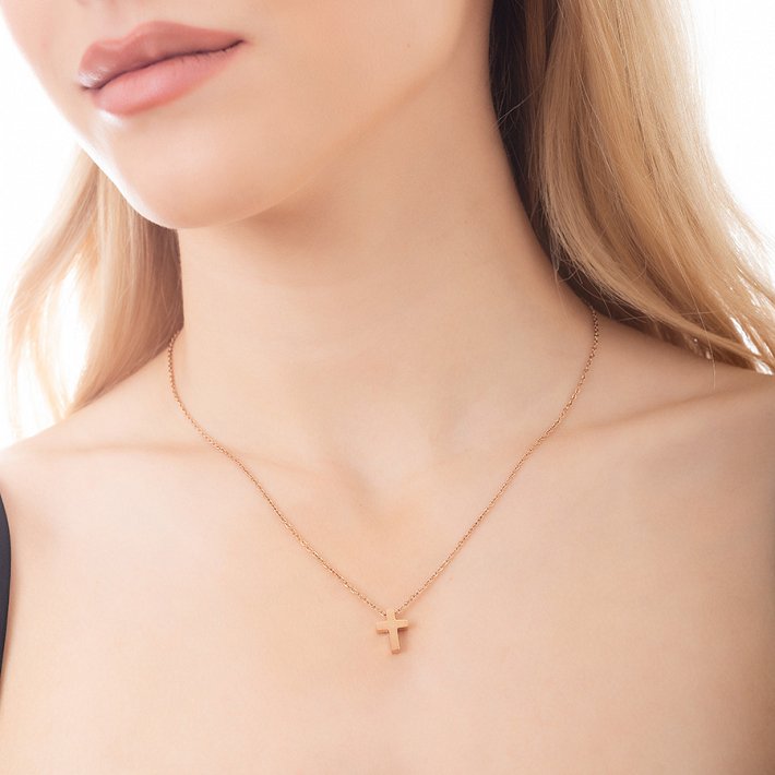 Κολιέ ατσάλινο σταυρός μικρός