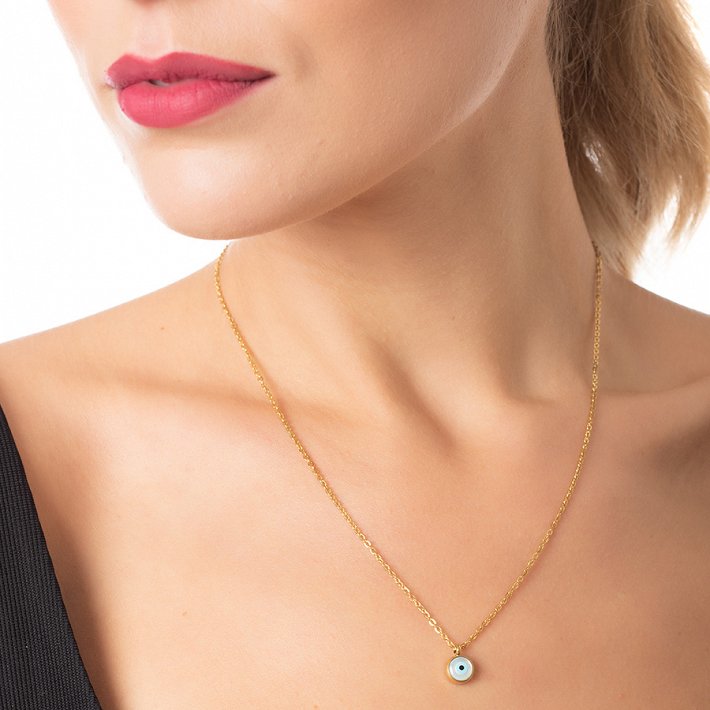 Κολιέ ατσάλινο με ματάκι φίλντισι