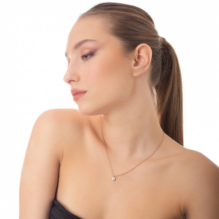 Κολιέ ατσάλινο με ματάκι φίλντισι