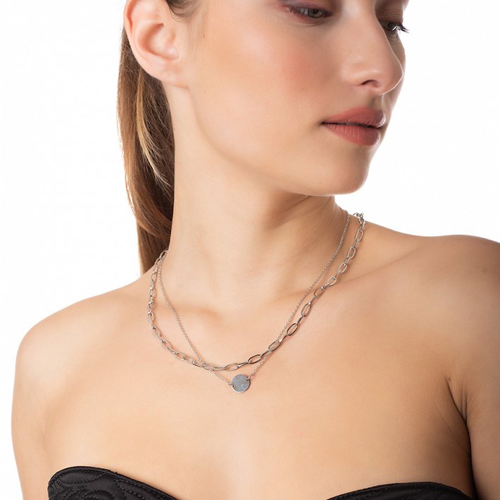 Κολιέ ατσάλι με διπλή αλυσίδα