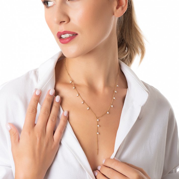 Κολιέ ατσάλι με πέρλες