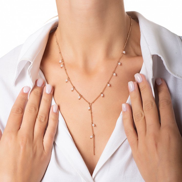 Κολιέ ατσάλι με πέρλες