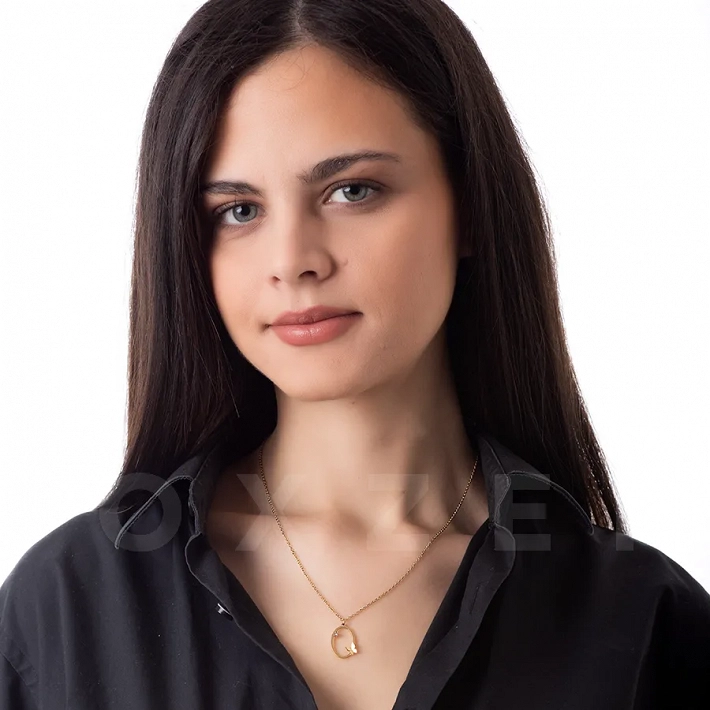 Κολιέ από ανοξείδωτο ατσάλι, οβάλ με πεταλούδα και πέτρα ζιργκόν