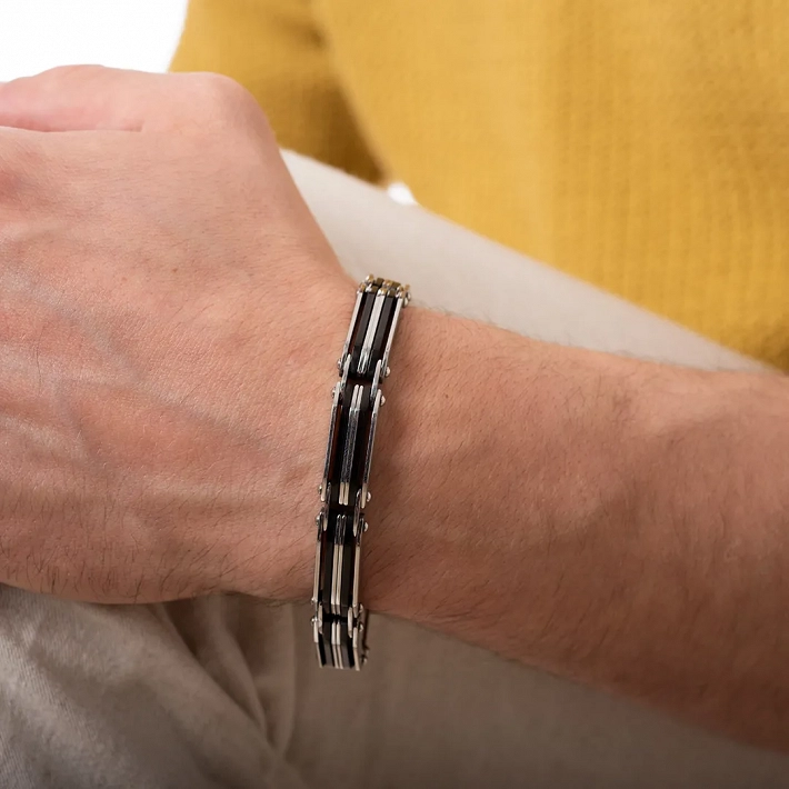 Χειροπέδα ατσάλινη σε ασημί με μαύρο