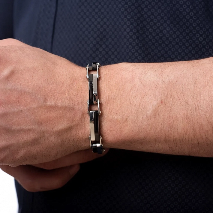 Βραχιόλι ανδρικό από ανοξείδωτο ατσάλι φαρδύ