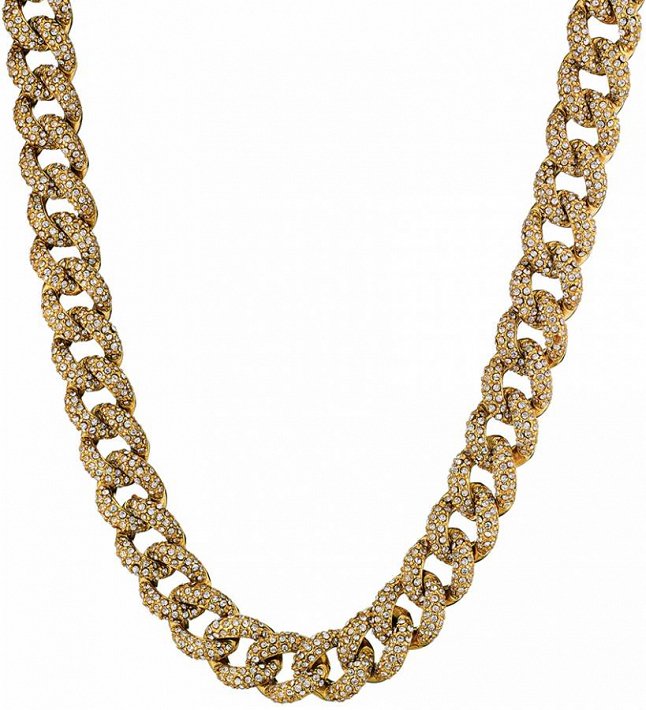 Oxzen Cuban Link Iced-Out αλυσίδα unisex ατσάλινη με πλάτος 1,3cm γεμάτη ζιργκόν