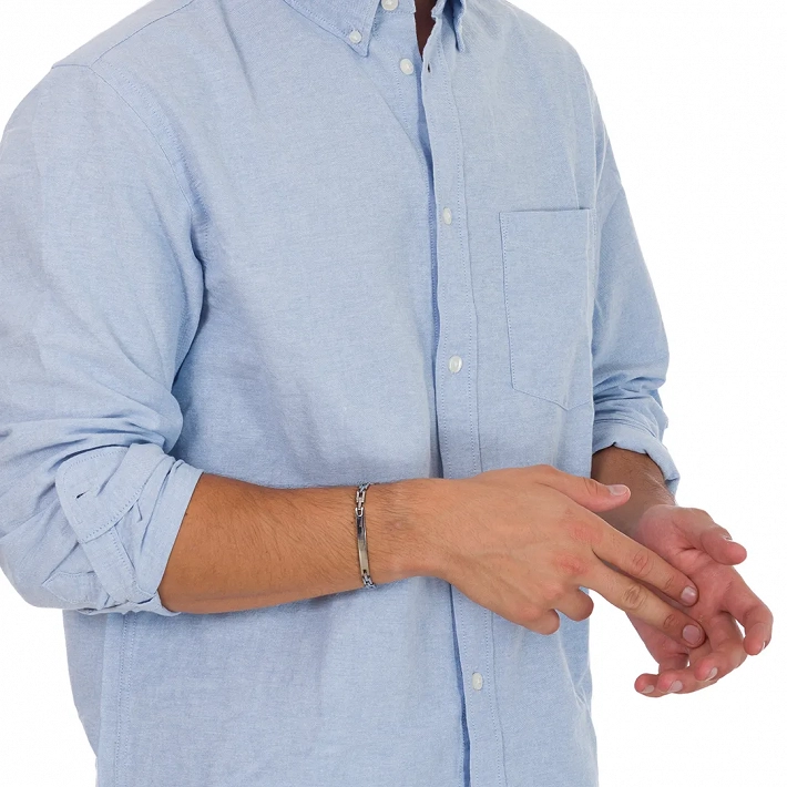 Βραχιόλι ανδρικό ατσάλινο ασημί ταυτότητα