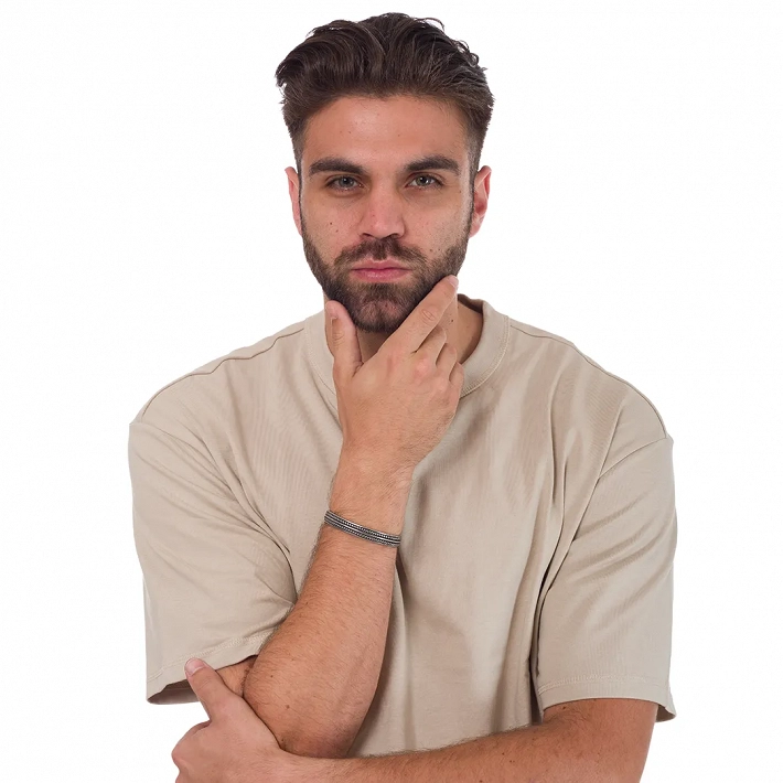 Βραχιόλι ανδρικό από ανοξείδωτο ατσάλι χειροπέδα αντικέ σταθερή με σχέδιο 10mm