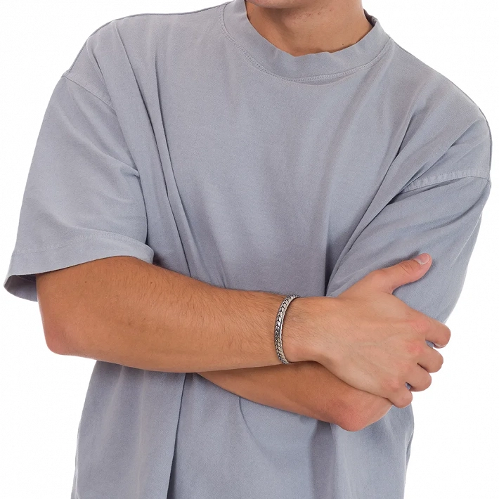 Βραχιόλι ανδρικό από ανοξείδωτο ατσάλι χειροπέδα αντικέ σταθερή με σχέδιο 4mm