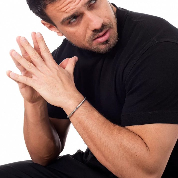 Oxzen ανδρικό βραχιόλι σταθερό από ανοξείδωτο ατσάλι 4mm