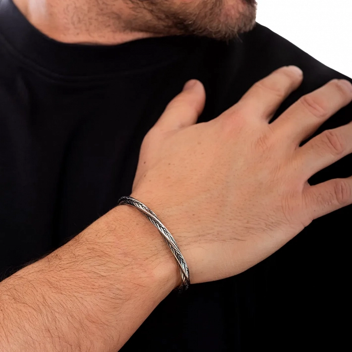 Oxzen ανδρικό βραχιόλι σταθερό από ανοξείδωτο ατσάλι 5mm