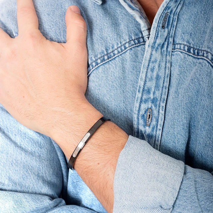 Oxzen ανδρικό βραχιόλι σταθερό ατσάλινο 5mm