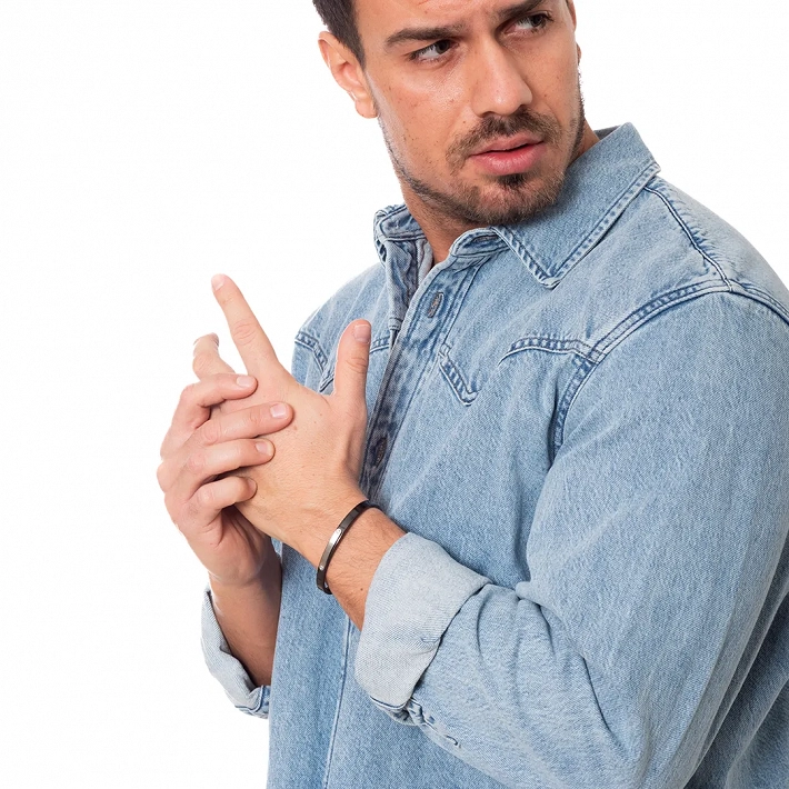 Oxzen ανδρικό βραχιόλι σταθερό ατσάλινο 5mm