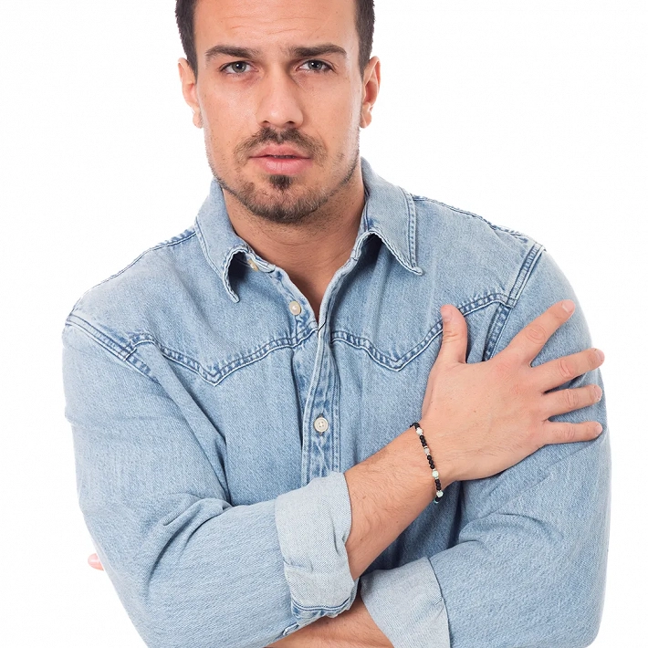 Βραχιόλι με ημιπολύτιμες ορυκτές χάντρες Blue Amazonite 4mm free size