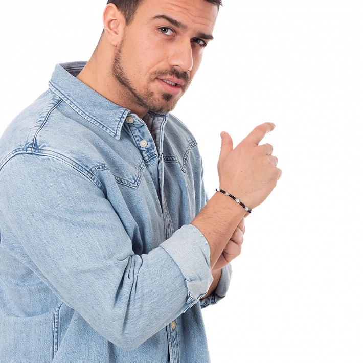 Βραχιόλι με ημιπολύτιμες ορυκτές χάντρες Blue Amazonite 4mm free size