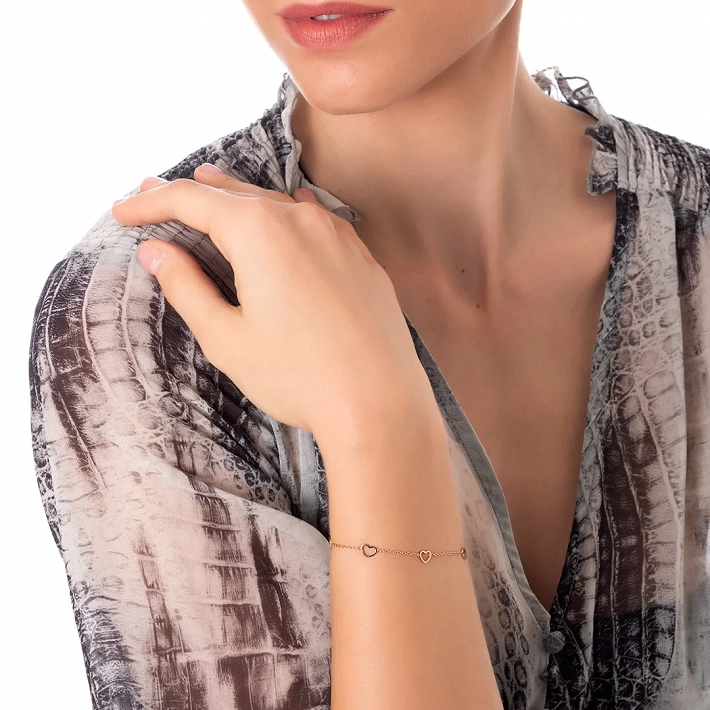 Oxzen ατσάλινο βραχιόλι με καρδούλες