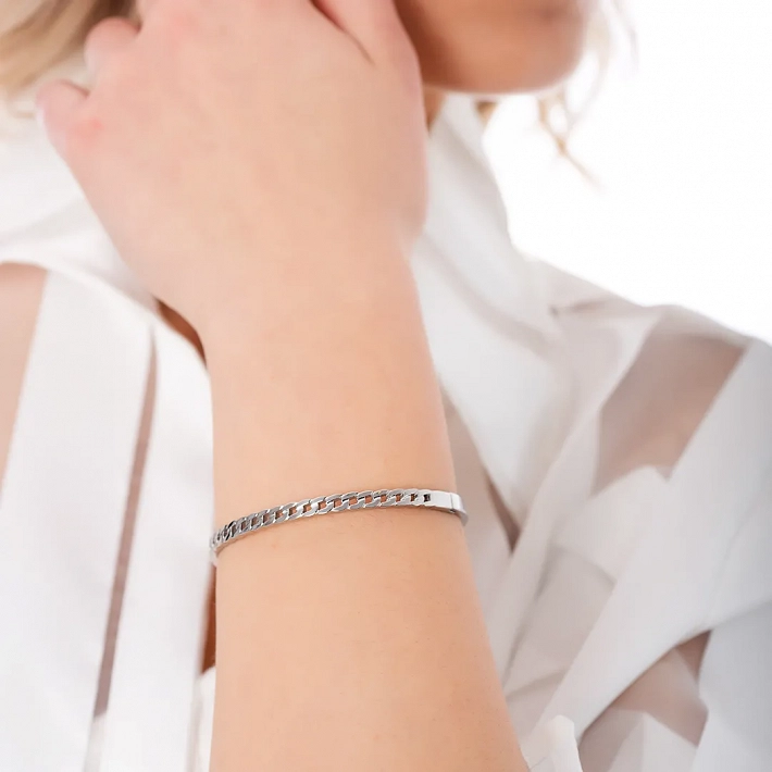 Βραχιόλι γυναικείο από ανοξείδωτο ατσάλι αλυσίδα, χειροπέδα με κούμπωμα