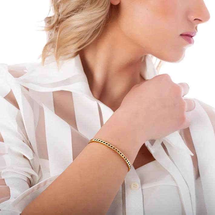 Βραχιόλι γυναικείο από ανοξείδωτο ατσάλι αλυσίδα, χειροπέδα με κούμπωμα