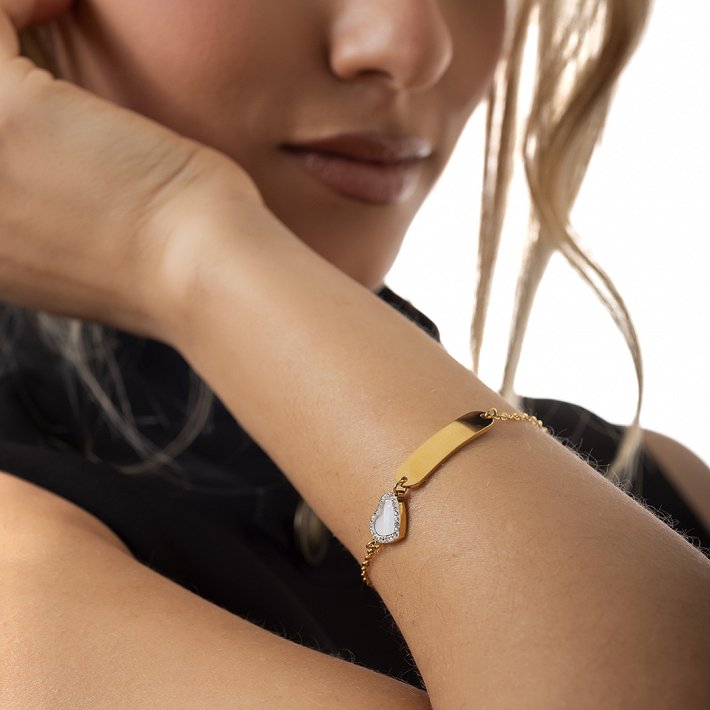 Oxzen γυναικείο βραχιόλι ατσάλινο με λευκή καρδιά