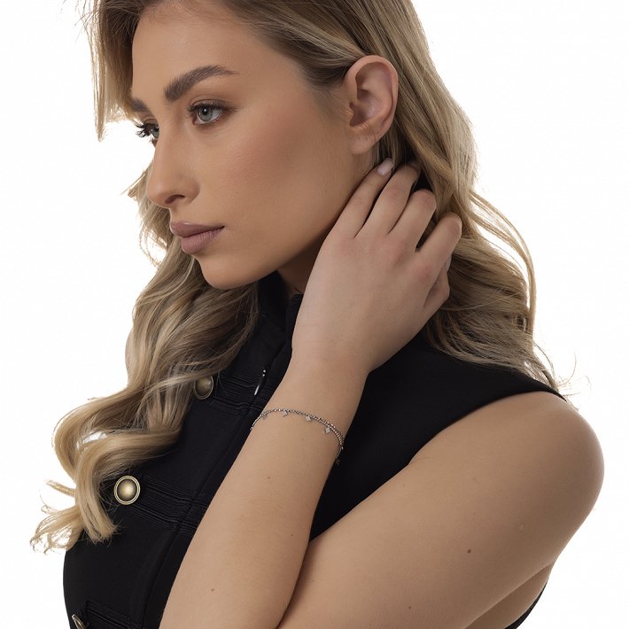 Oxzen ατσάλινο βραχιόλι με κρεμαστά στοιχεία