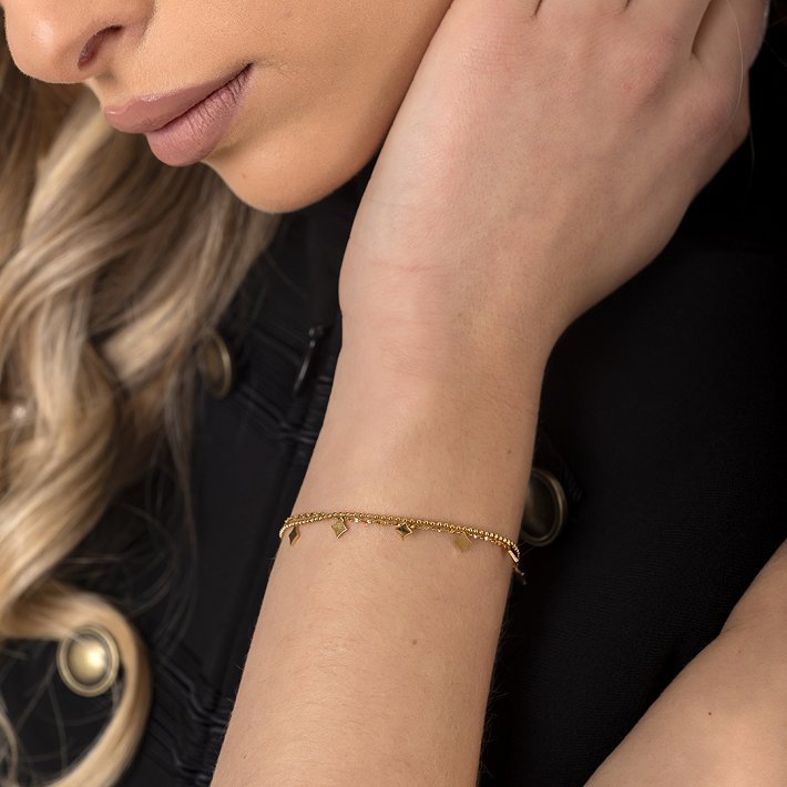 Oxzen ατσάλινο βραχιόλι με κρεμαστά στοιχεία