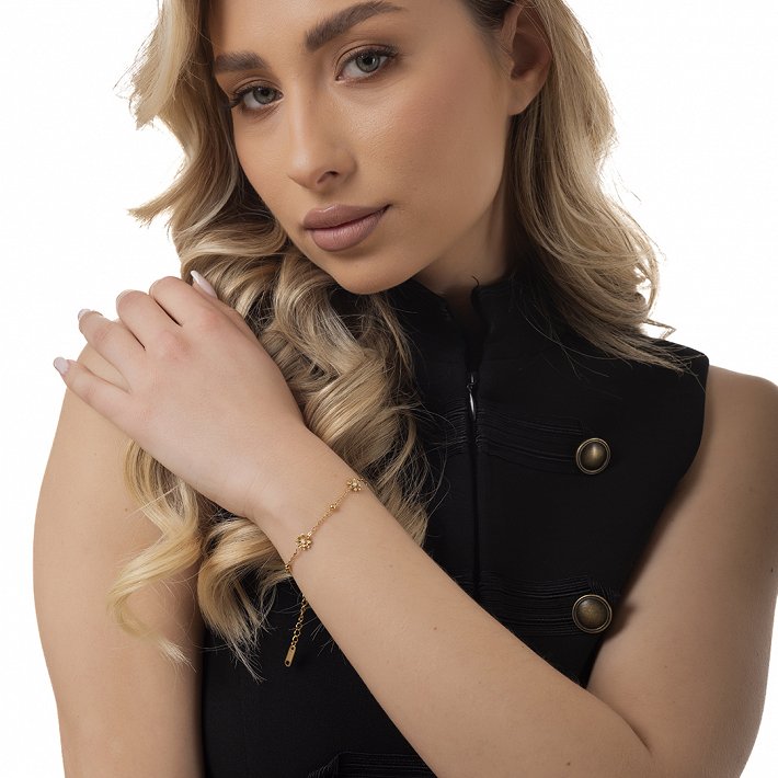 Oxzen ατσάλινο βραχιόλι με μαργαρίτες