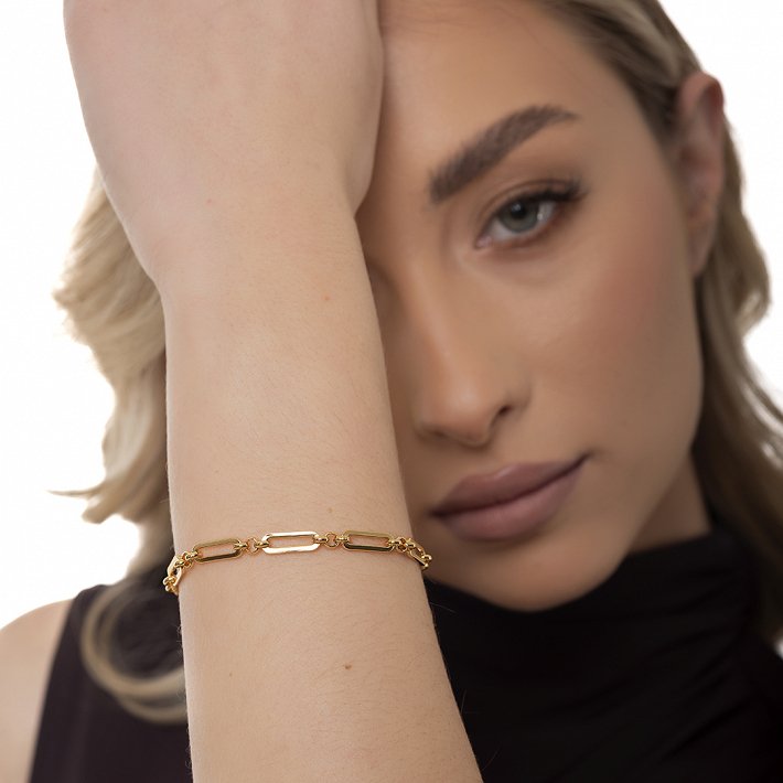 Oxzen ατσάλινο βραχιόλι με παραλληλόγραμμα στοιχεία