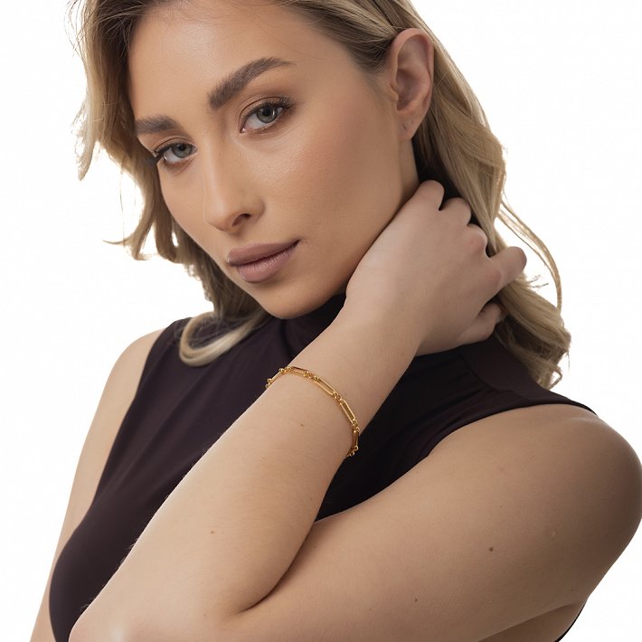 Oxzen ατσάλινο βραχιόλι με παραλληλόγραμμα στοιχεία