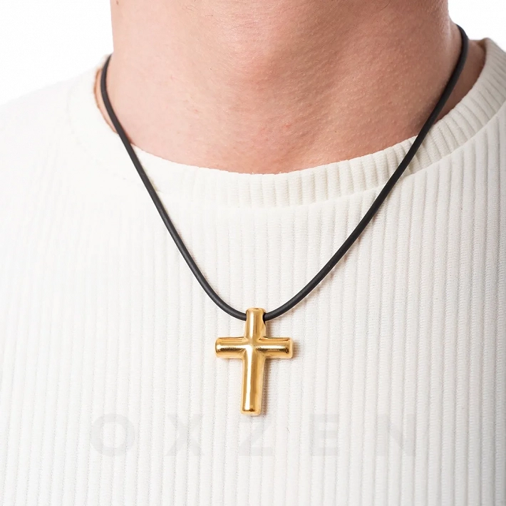 Σταυρός ατσάλι με καουτσούκ λουράκι