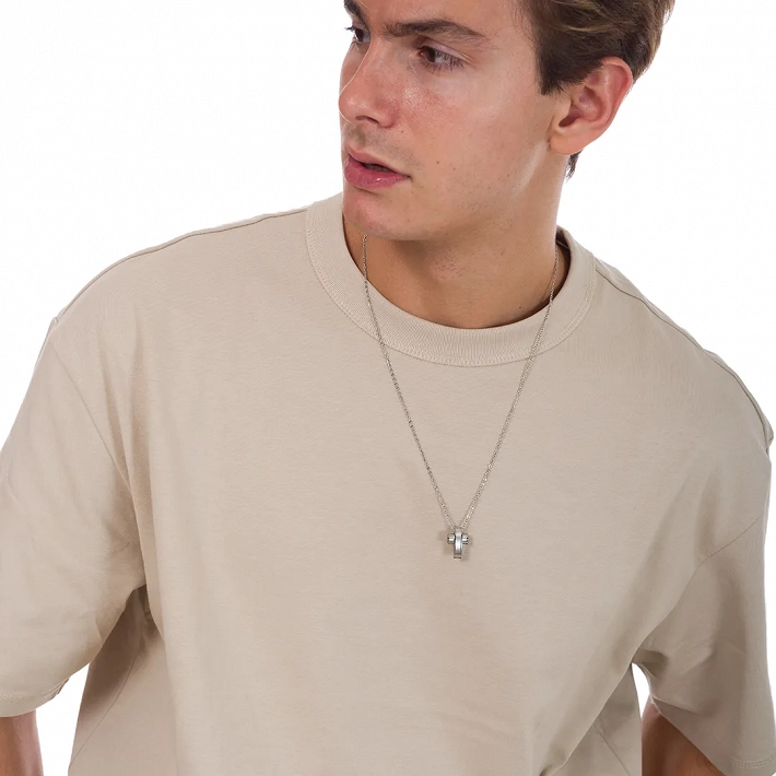 Κολιέ σταυρός ανδρικός από ανοξείδωτο ατσάλι μπομπέ