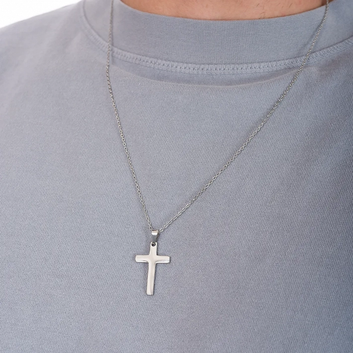 Ανδρικός σταυρός με αλυσίδα από ανοξείδωτο ατσάλι