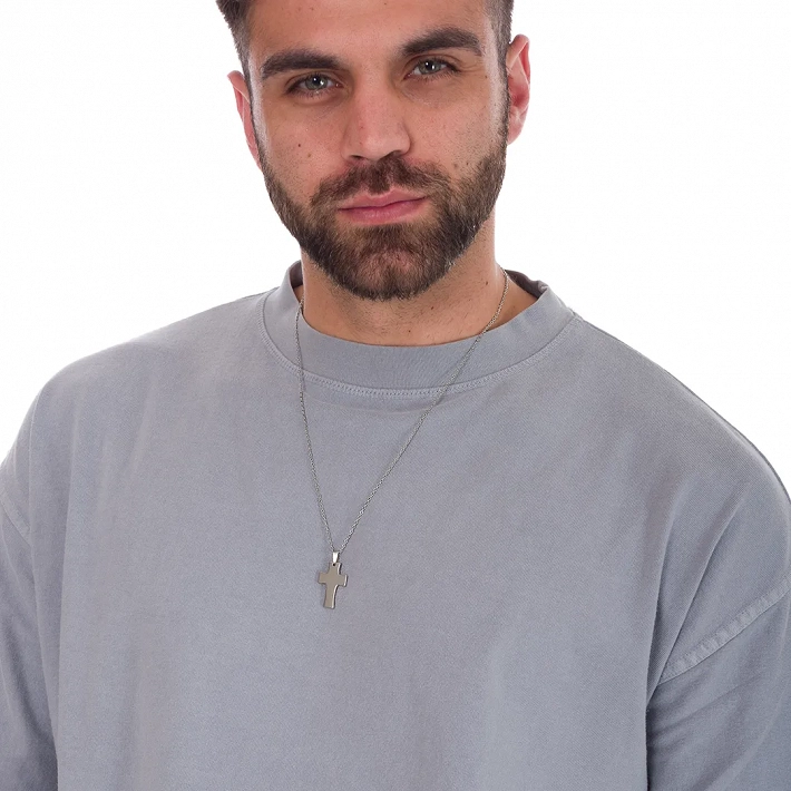 Ανδρικός σταυρός με αλυσίδα από ανοξείδωτο ατσάλι