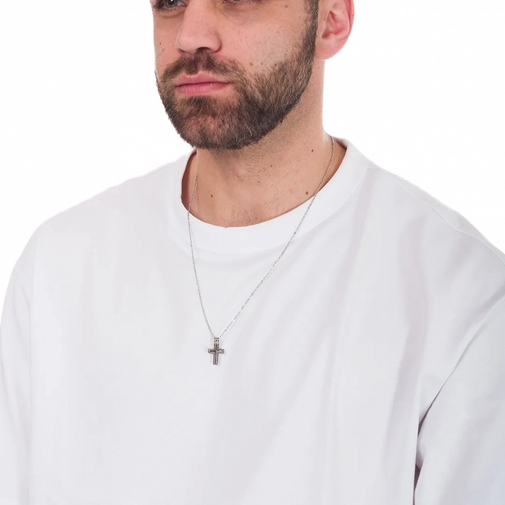 Ανδρικός σταυρός με αλυσίδα από ανοξείδωτο ατσάλι