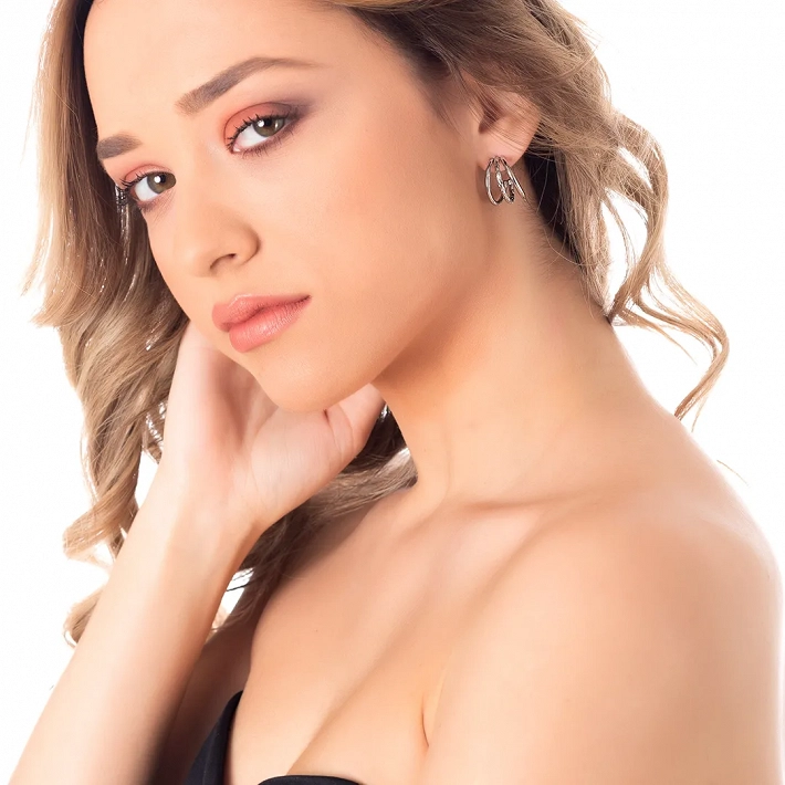 Oxzen σκουλαρίκια κρίκοι ατσάλινοι τριπλοί 20mm