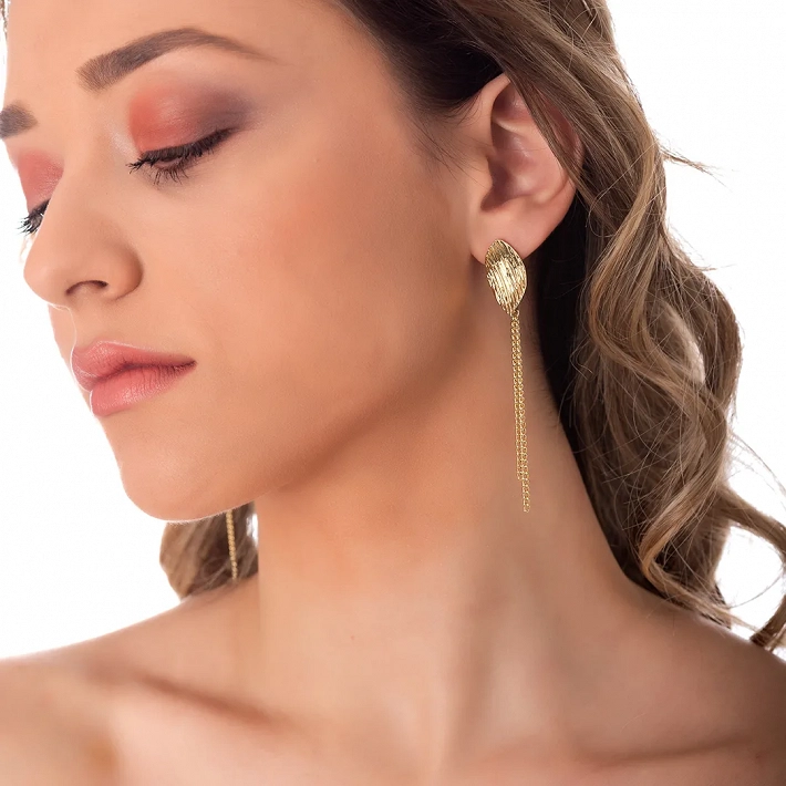 Oxzen σκουλαρίκια κρεμαστά ατσάλινα με μακριές αλυσίδες