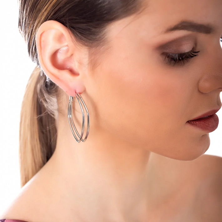 Oxzen σκουλαρίκια κρίκοι ατσάλινοι μεγάλοι τετραγωνισμένοι