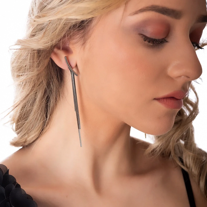 Oxzen σκουλαρίκια κρεμαστά ατσάλινα με μακριές αλυσίδες Snake