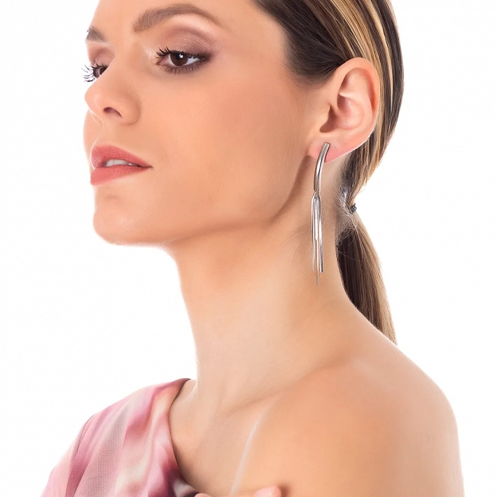 Oxzen σκουλαρίκια κρεμαστά ατσάλινα με μακριές αλυσίδες Snake