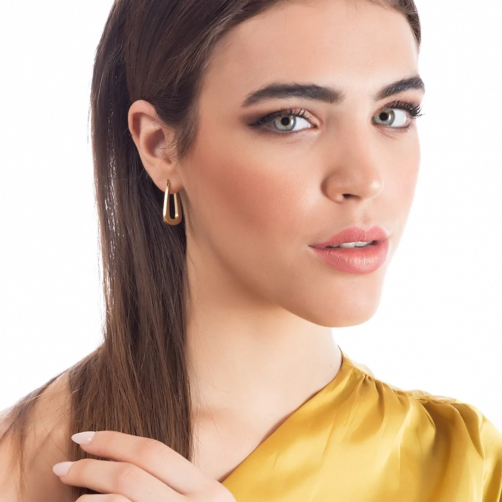 Σκουλαρίκια κρίκοι ατσάλινοι με γυαλιστερό φινίρισμα