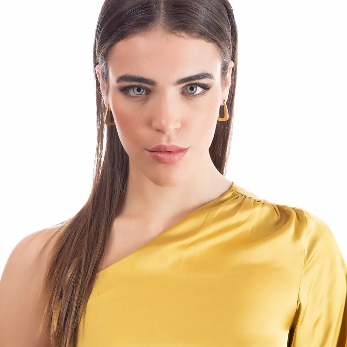 Σκουλαρίκια κρίκοι ατσάλινοι με γυαλιστερό φινίρισμα