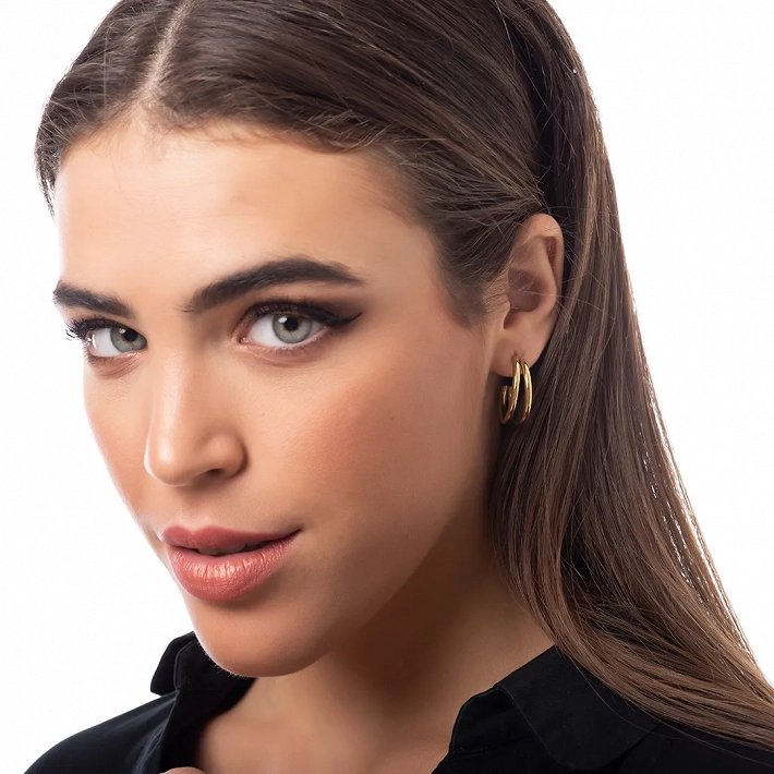 Σκουλαρίκια κρίκοι ατσάλινοι διπλοί 25mm