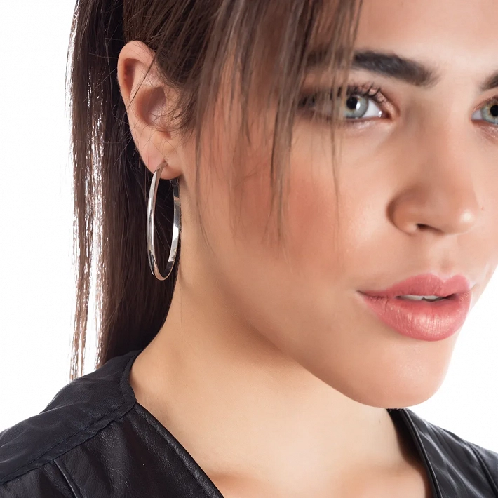 Σκουλαρίκια κρίκοι ατσάλινοι μεγάλοι 50mm