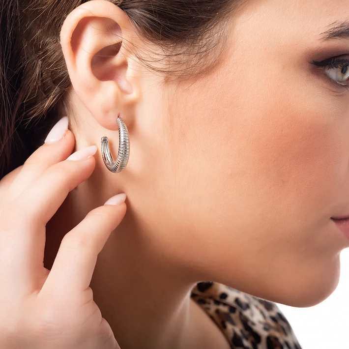 Σκουλαρίκια κρίκοι ατσάλινοι σαγρέ 25mm