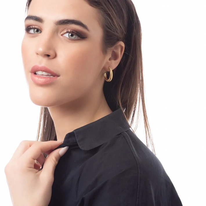 Σκουλαρίκια κρίκοι ατσάλινοι σαγρέ 25mm