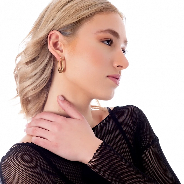 Oxzen σκουλαρίκια κρίκοι ατσάλινοι ορθογώνιοι